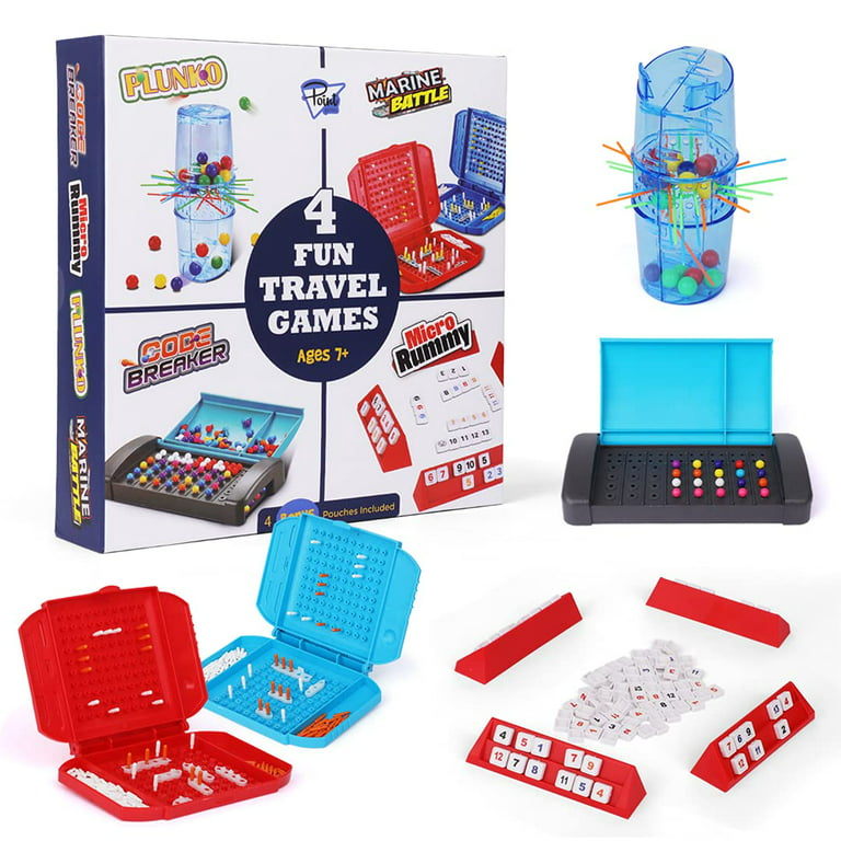 Point Games 4 Fun Travel Games - Board Game Assortment in One Box - Improves Eye-hand Coordination and Stimulates Strategy and Critical Thinking 