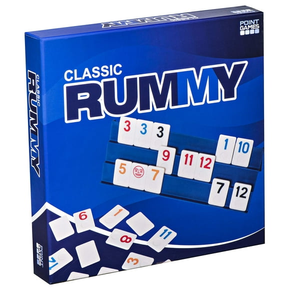 Point Games, Classic Rummy Game Set, 4 Three Tier Exclusive Folding Playing Racks, 2-4 Players, Great Gift
