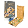 thumbnail image 1 of Point Games Solid Wood Deluxe Mancala - Folding Board Game w Metal Latch and Glass Marbles- Portable Strategy Travel Game - Recommended Ages 6+, 1 of 5
