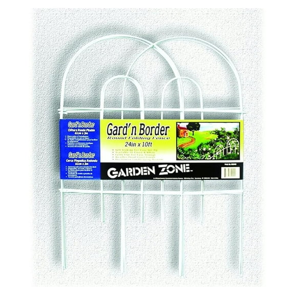 Point Gard'n Border Round Folding Fence, White, 24-Inch x 10-Feet-(52410)