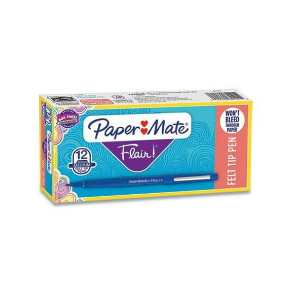 Point Guard Flair Stick Porous Point Pen Medium 0.7mm, Blue Ink/Barrel, Dozen