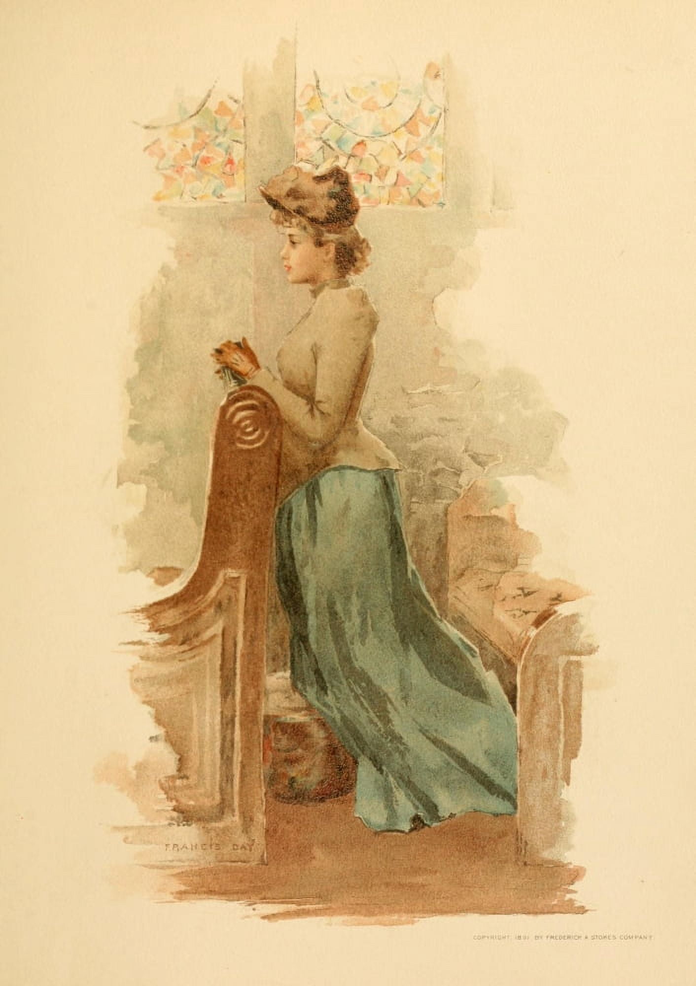 Point Lace & Diamonds 1891 At prayer Canvas Art - Francis Day (18 x 24)