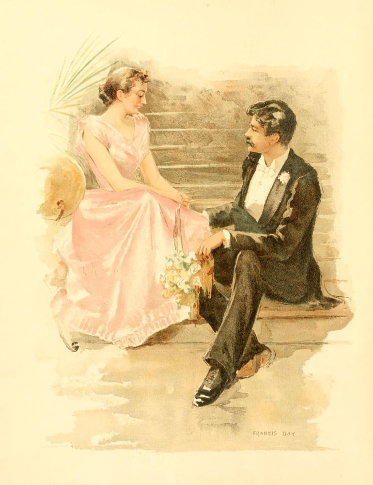 Point Lace & Diamonds 1891 Couple Canvas Art - Francis Day (18 x 24)