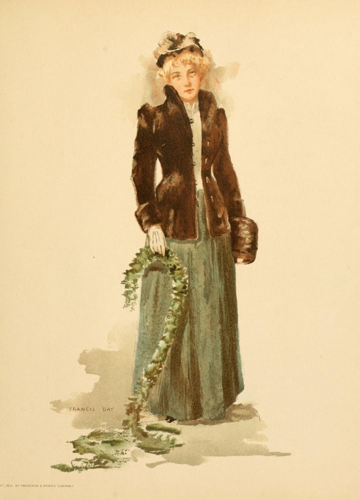 Point Lace & Diamonds 1891 Lady in Sealskin Canvas Art - Francis Day (18 x 24)