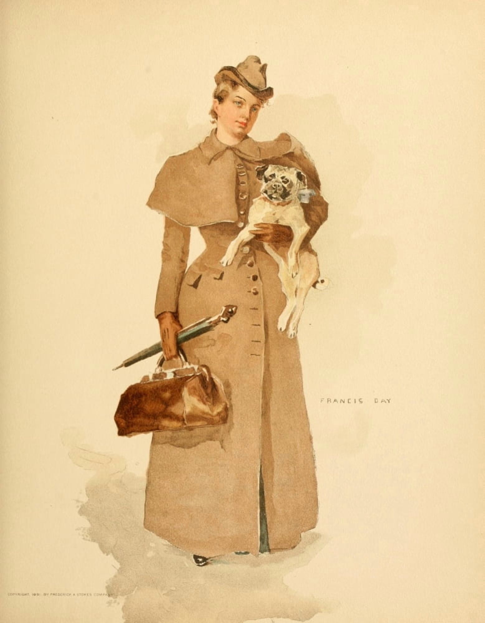 Point Lace & Diamonds 1891 Lady with dog Canvas Art - Francis Day (24 x 36)