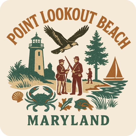 Point Lookout Beach Maryland Keepsakes Souvenir Vinyl Sticker – Destination Travel Keepsake Collectible (3-Inches Wide)