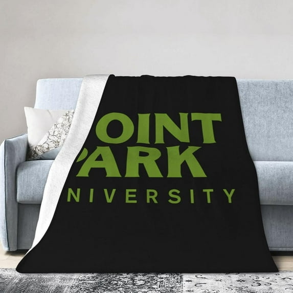 Point Park University Logo Fleece Blanket, Very Soft Microfiber Flannel Blanket for Couch Warm and Cozy for All Seasons, Black