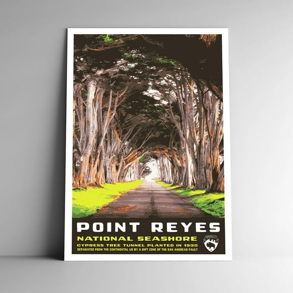 Point Reyes National Seashore Vintage Travel Poster / Postcard WPA Style Retro California