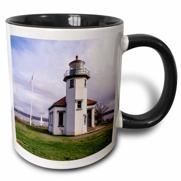 3drose, Point Robinson Lighthouse, Maury Island, Near Seattle, Wa, Usa, 11oz Two-tone Black Mug