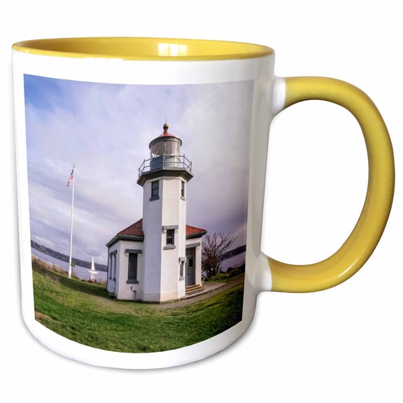 3drose, Point Robinson Lighthouse, Maury Island, Near Seattle, Wa, Usa, 11oz Two-tone Yellow Mug