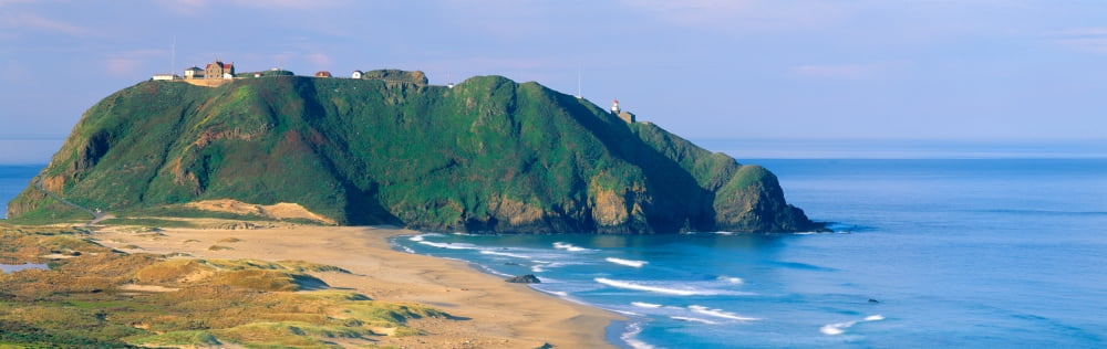 Point Sur Lighthouse at Big Sur California Canvas Art - Panoramic Images (36 x 12)