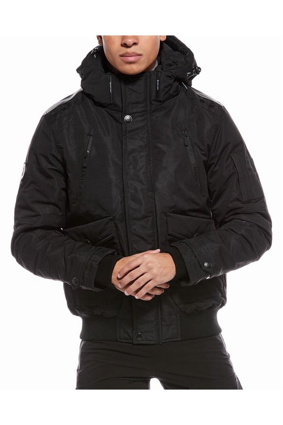 Point Zero mens Black Bomber Coated Taslan Coat, l, Black