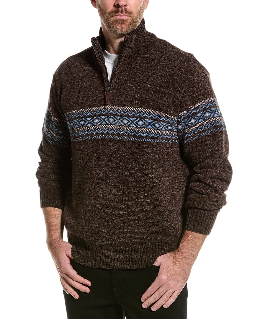 Point Zero mens Chenille 1/4-Zip Mock Neck Sweater, s, Brown