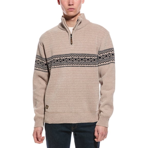 Point Zero mens Semi Fit 1/4-Zip Mock Neck Sweater, s, Tan