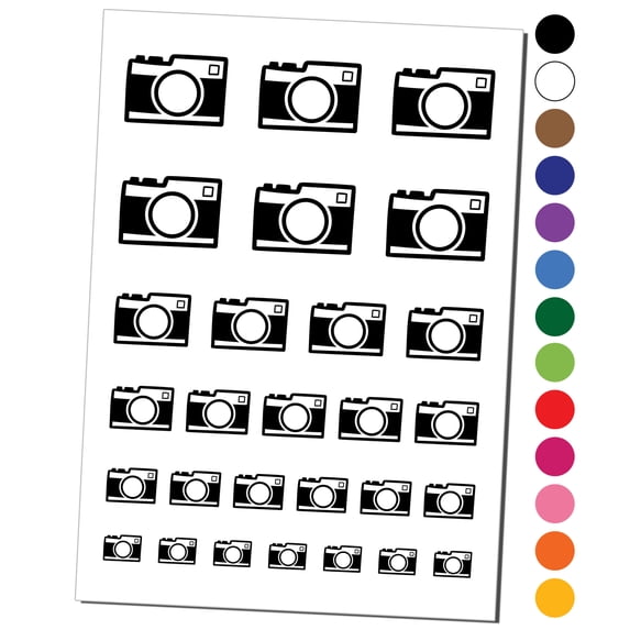 Point and Shoot Camera Photography Water Resistant Temporary Tattoo Set Fake Body Art Collection - Red