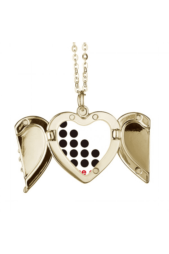 Point-to-point Representation Morse Code Folded Wings Peach Heart Pendant Necklace