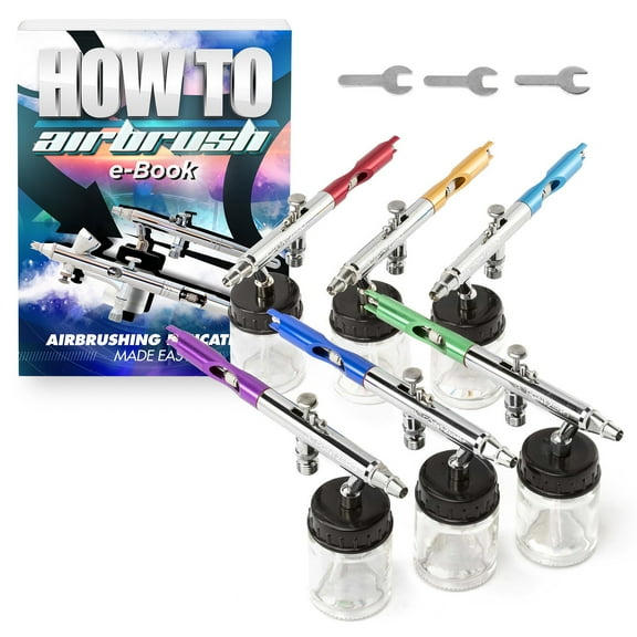 PointZero PointZero PZ-12XS Dual-action Six Airbrush Set w/ Carry Case
