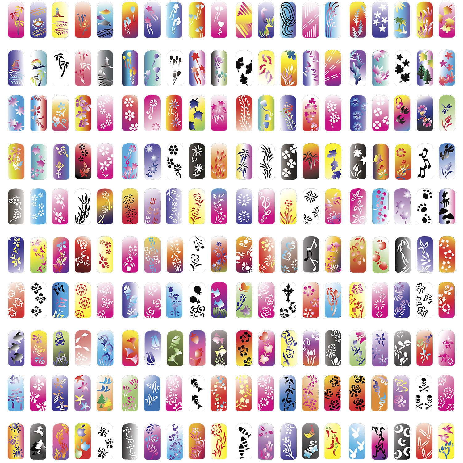 Airbrush Stencils Nail Stickers 3D Butterfly Flame Four Pointed