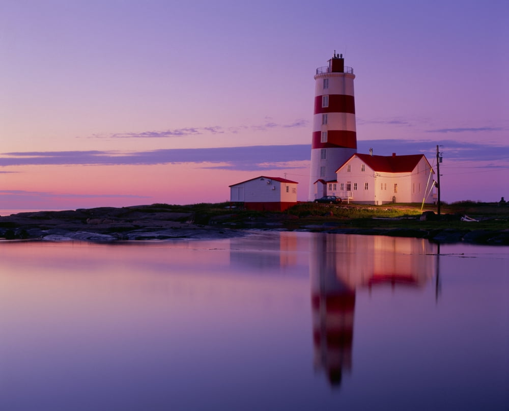 Pointe Des Monts Lighthouse At Dawn Manicouagan Region Quebec Canvas Art - Yves Marcoux Design Pics (34 x 28)
