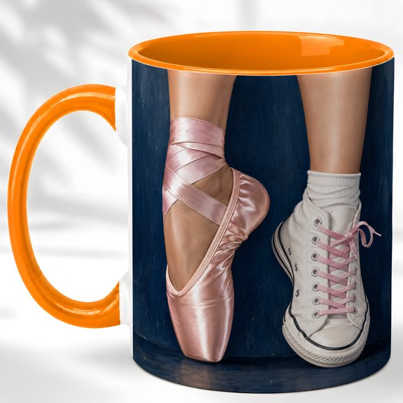Pointe Shoe Coffee Mug, Dance Sneaker Mug, Ceramic 11 oz