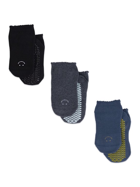 Pointe Studio Women's Grip Sock 3 Pack - The Happy Grip Pack, Size Medium / Large for Pilates, Barre, and Yoga