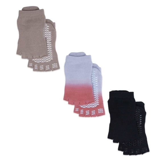 Pointe Studio Women's Grip Sock 3 Pack - The Toeless Grip Pack Medium / Large for Pilates, Barre, and Yoga