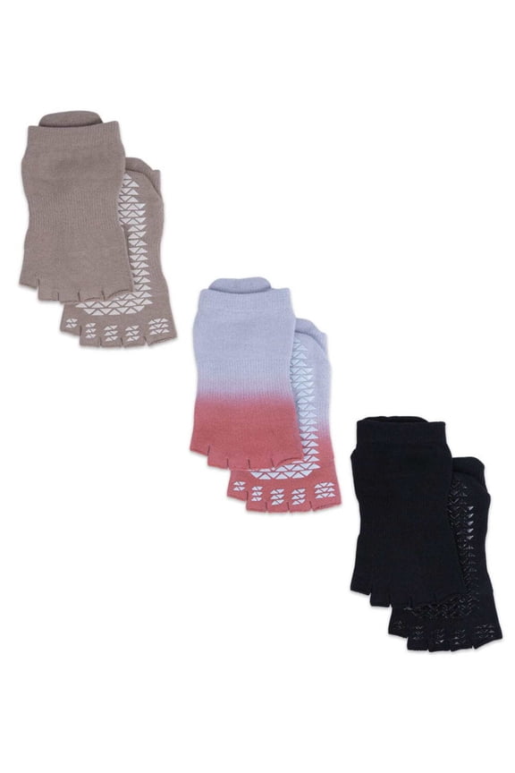 Pointe Studio Women's Grip Sock 3 Pack - The Toeless Grip Pack Small / Medium for Pilates, Barre, and Yoga