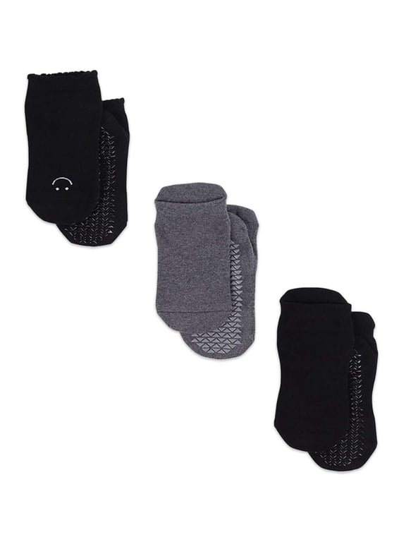 Pointe Studio Women's Grip Sock Pack - The Classic Grip Pack in Black and Grey, Small / Medium for Pilates, Barre, and Yoga