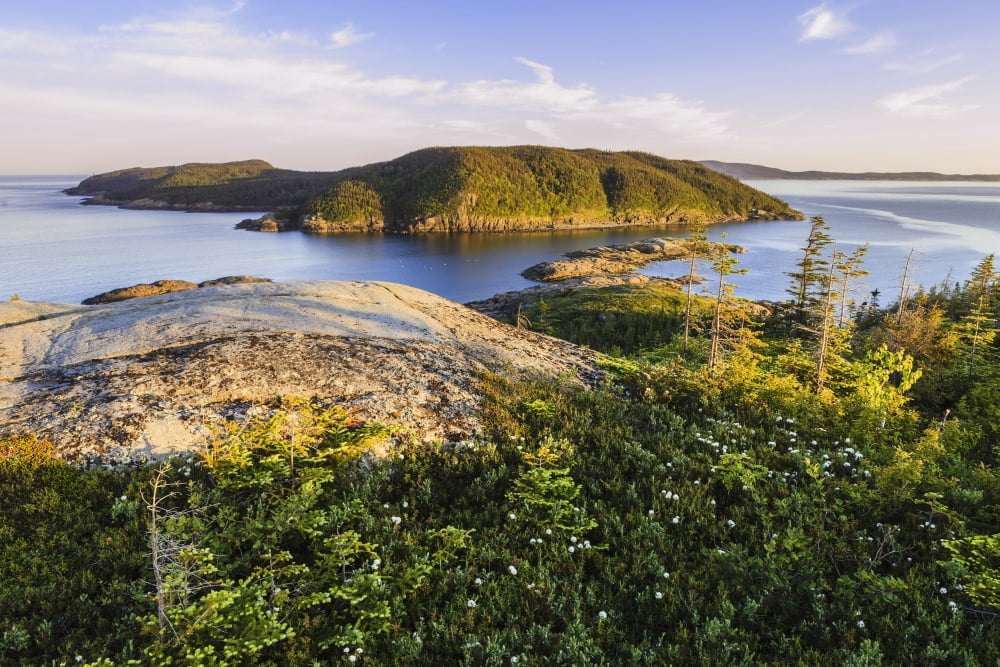 Pointe Sud at sunset Grande Basque Island Cote-Nord Quebec Canada Canvas Art - Yves Marcoux Design Pics (19 x 12)