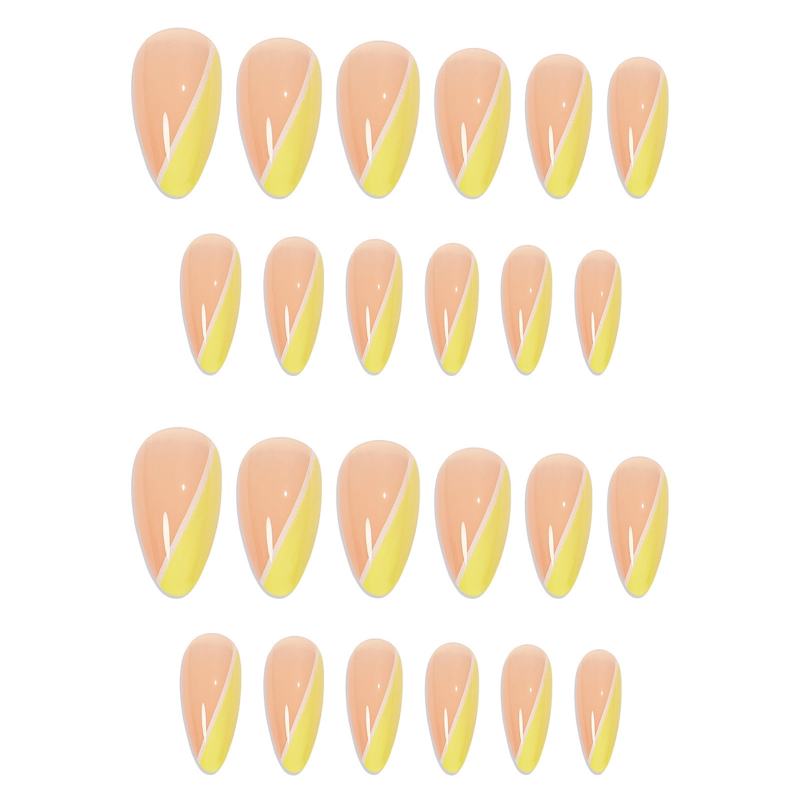 Pointed Apricot Shaped False Nail Patch Water Drop French Nail Yellow