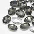 thumbnail image 1 of Pointed Back Glass Rhinestone Cabochons Back Plated Faceted Oval Black Diamond 10x8x4mm, 1 of 2