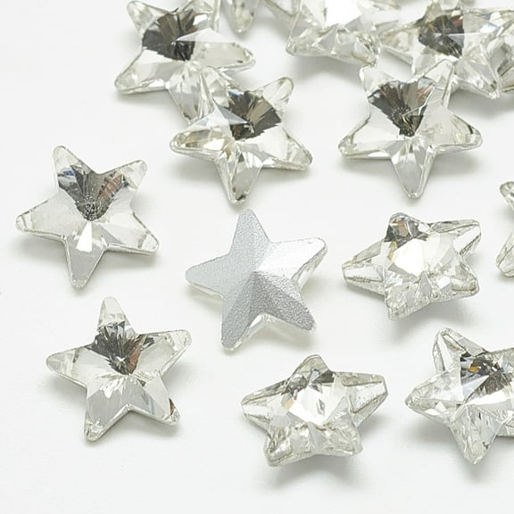 Pointed Back Glass Rhinestone Cabochons Back Plated Faceted Star Crystal 9.5x10x5mm