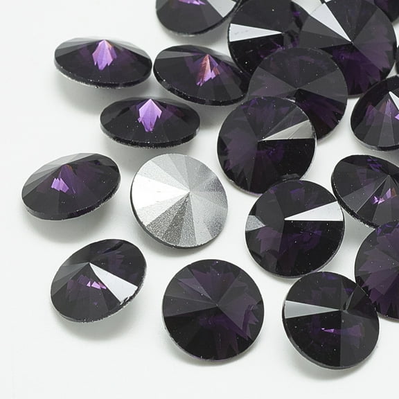 Pointed Back Glass Rhinestone Cabochons Rivoli Rhinestone Back Plated Faceted Cone Tanzanite 8x4mm