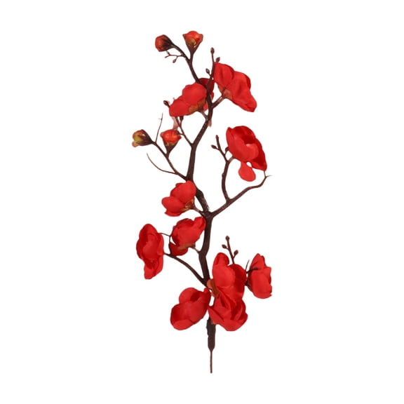 Pointed Simulation Flower, Pointed Plum Blossom Red, 26.3cm, Artificial Flower for Chinese Home Flower Arrangement, Includes 1 Stem