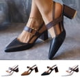 thumbnail image 1 of Pointed Sling Back Block Heels Women's Dress Strappy Chunky Heels Shoes for Women Closed Toe Low Heel Comfortable Party Slip on Mules Pumps Noiseless Option, 1 of 5