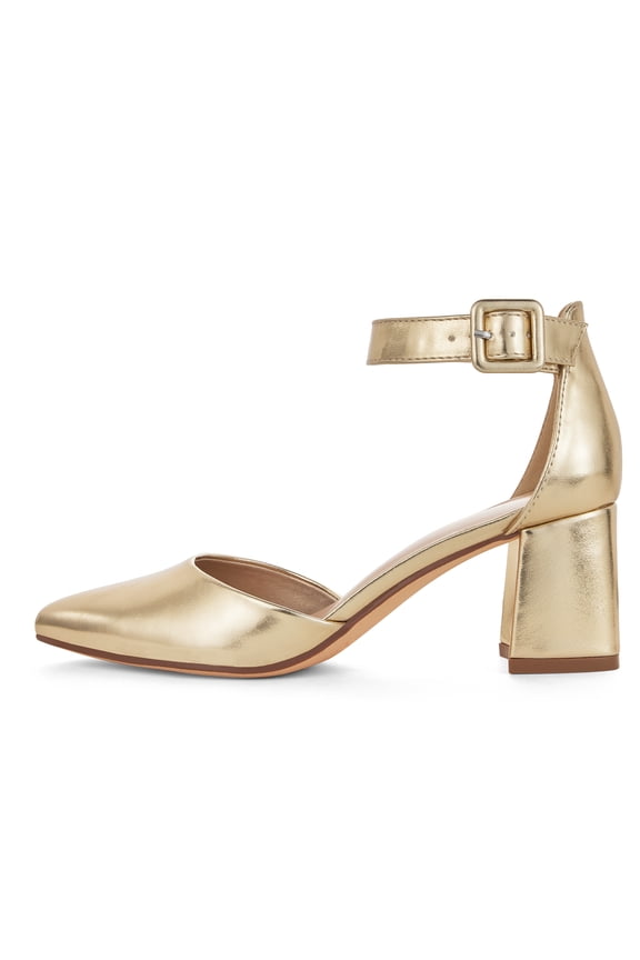 Pointed Toe 2.5 inch Low Block Chunky Heels for Women Closed Toe Pumps with Ankle Strap Dress Comfortable Shoes for Daily Work Office Homecoming