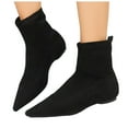 thumbnail image 1 of Pointed Toe Ankle Boots for Women Suede Height Increase Insoles Short Booties Elastic Pull on Gogo Boots, 1 of 5