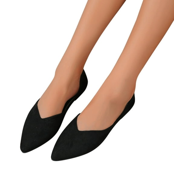 Pointed Toe Ballet Flats Shoes for Women Comfortable Suede Dress Shoes Elegant Slip On Flat Wedding Loafers