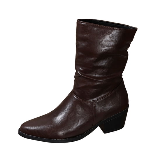 Pointed Toe Heel Ankle Boots Fashion Short Booties for Women Mid Heel Zip Closure Comfortable Fall Winter Daily Casual Outdoor