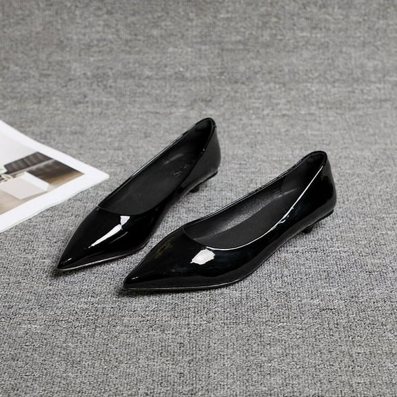 Pointed Toe Kitten Heel Shoes (6, Black)