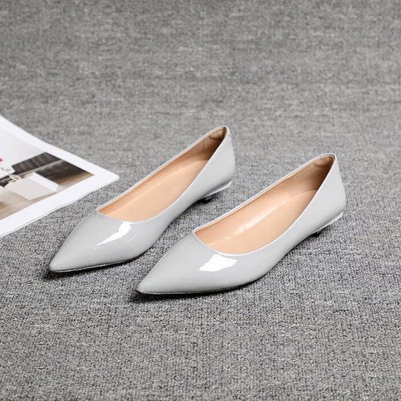 Pointed Toe Kitten Heel Shoes (6, Grey)