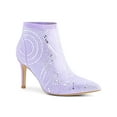 thumbnail image 1 of BLISSFUL STEP Women's Ankle Boots Rhinestone Stiletto Heel Pointed Toe Elastic Booties  Light Purple 6, 1 of 7