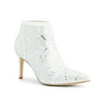 thumbnail image 1 of BLISSFUL STEP Women's Ankle Boots Rhinestone Stiletto Heel Pointed Toe Elastic Booties  White 10, 1 of 7