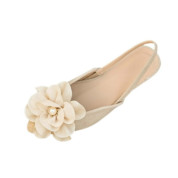 Pointed Toe Slingback Flats Women Elegant Dress Sandals Comfort Dressy Flower Slip On Flat Light Weight Ballet Shoes