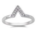 thumbnail image 1 of Pointed V Chevron White Cubic Zirconia Ring .925 Sterling Silver Band Jewelry Female Male Size 5, 1 of 4