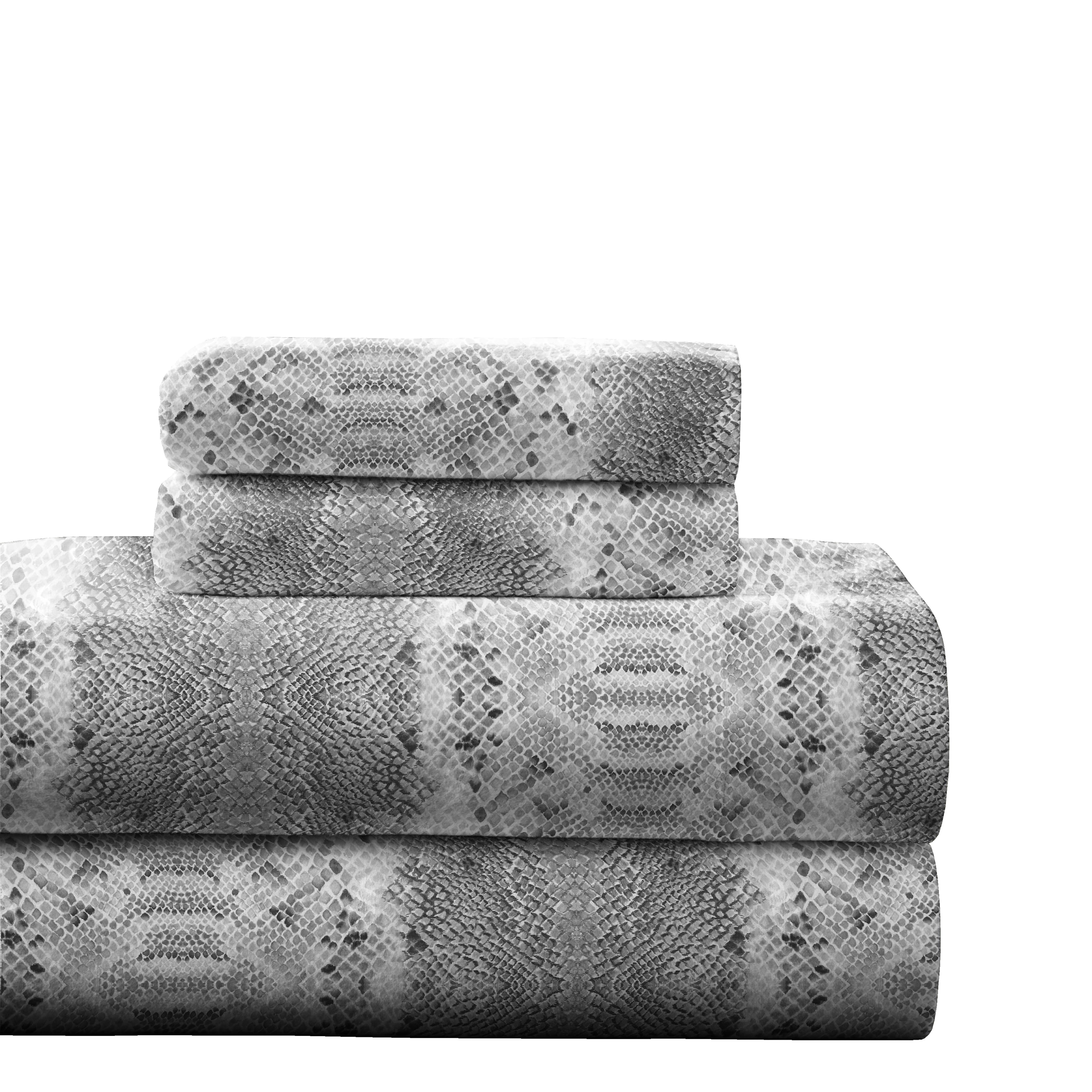 Pointehaven 180 GSM 100 Cotton Python Printed Flannel Deep Pocket 4 pc