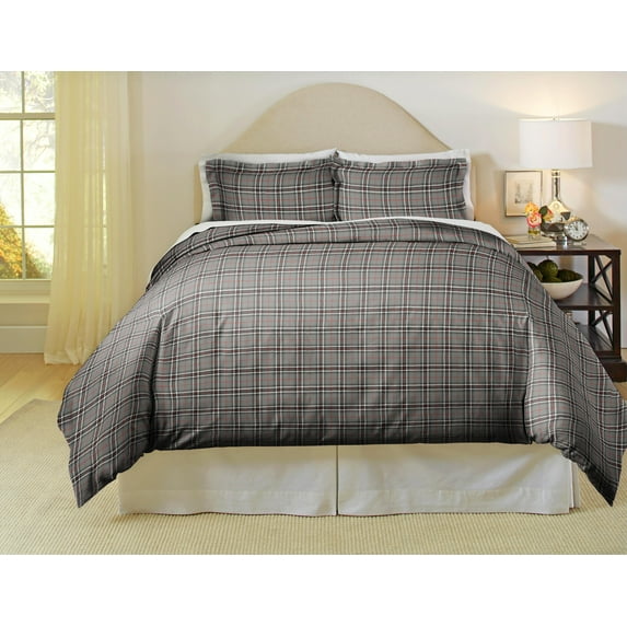 Pointehaven 180 GSM Derby 100% Cotton Heavy Weight Flannel 2 pc Duvet Set, Twin/Twin Extra Long