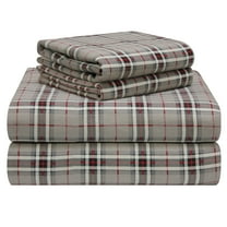 Pointehaven 180 GSM Luxury Cotton Derby Printed Flannel Deep Pocket 4 pc Sheet Set, California King
