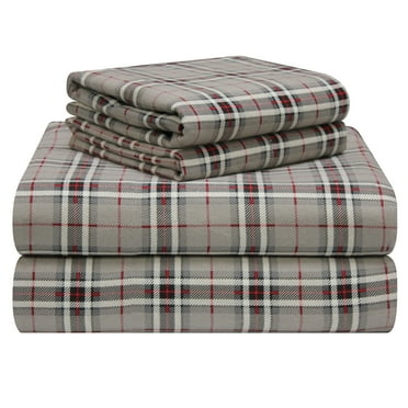 Pointehaven 180 GSM Luxury Cotton Derby Printed Flannel Deep Pocket 4 pc Sheet Set, California King