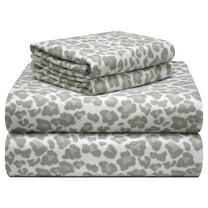 Pointehaven 180 GSM Velvet Feel Luxury Cotton Printed Flannel Sheet Set, California King, Leopard